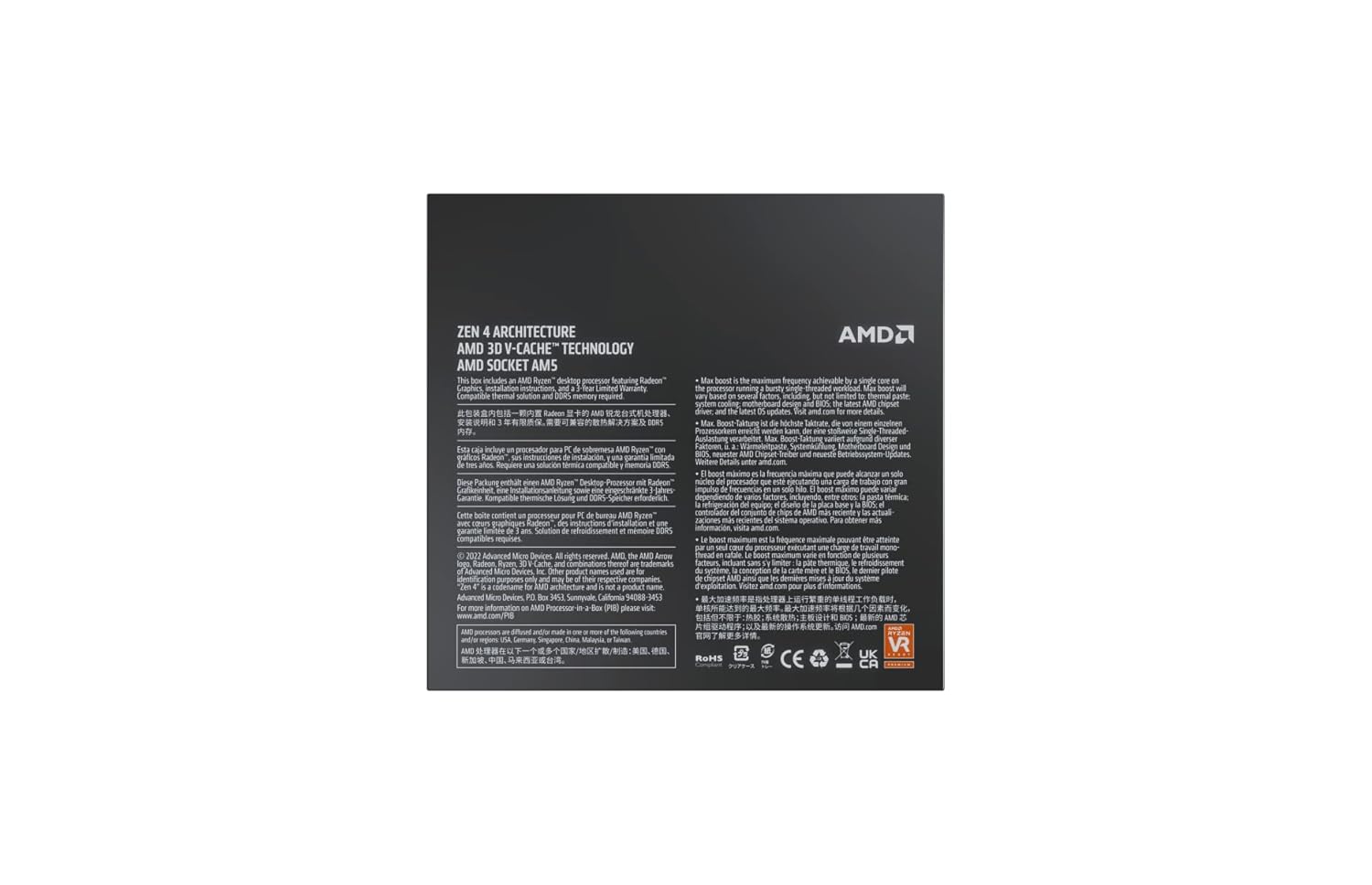 AMD Ryzen 7 7800X 3D 8 Cores 16 Threads 5.6GHz 104MB Cache AM5 Socket 64-Bit Desktop Processor