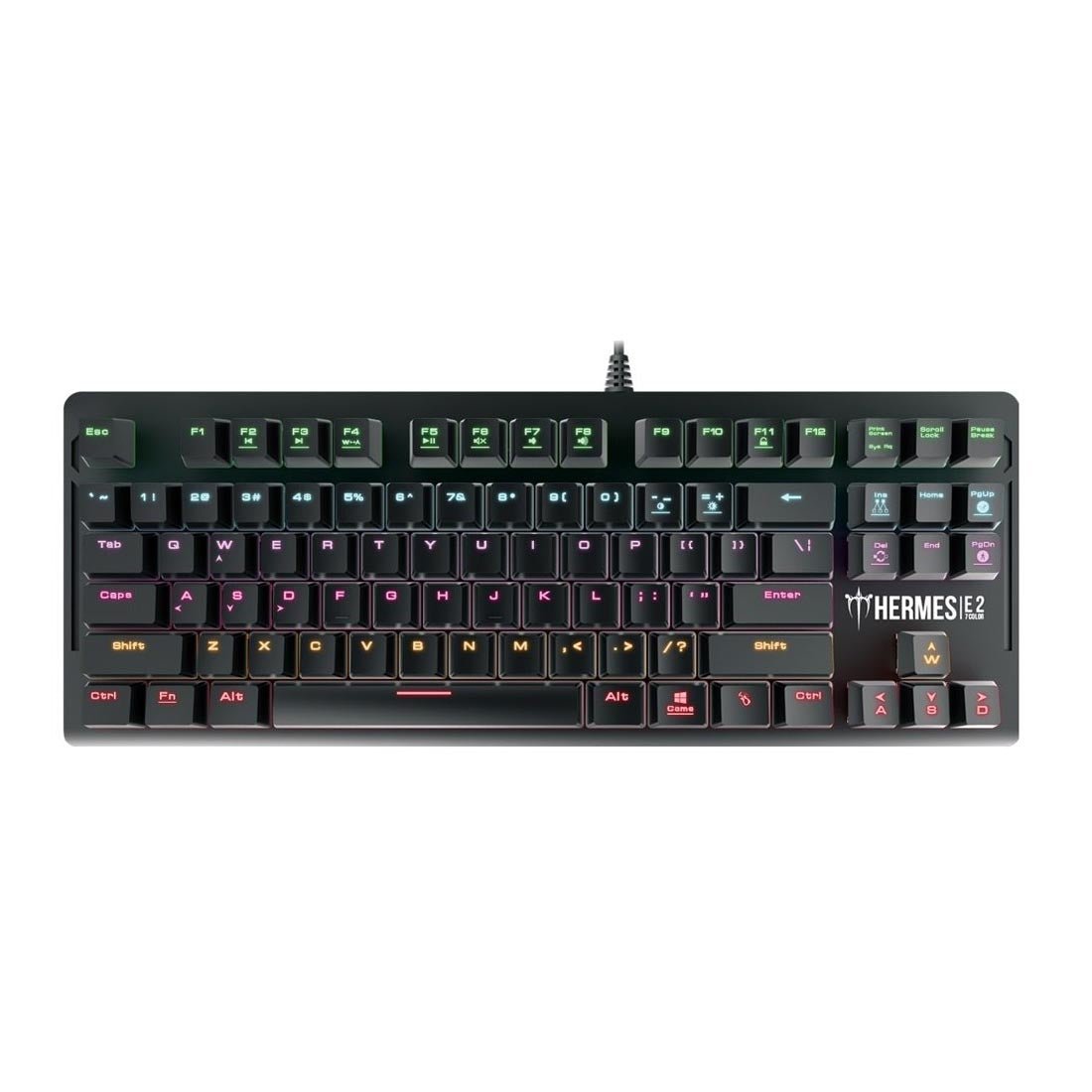 Gamdias HERMES E2 Mechanical Gaming Keyboard - 7 Color Neon Illumination with Onboard Memory