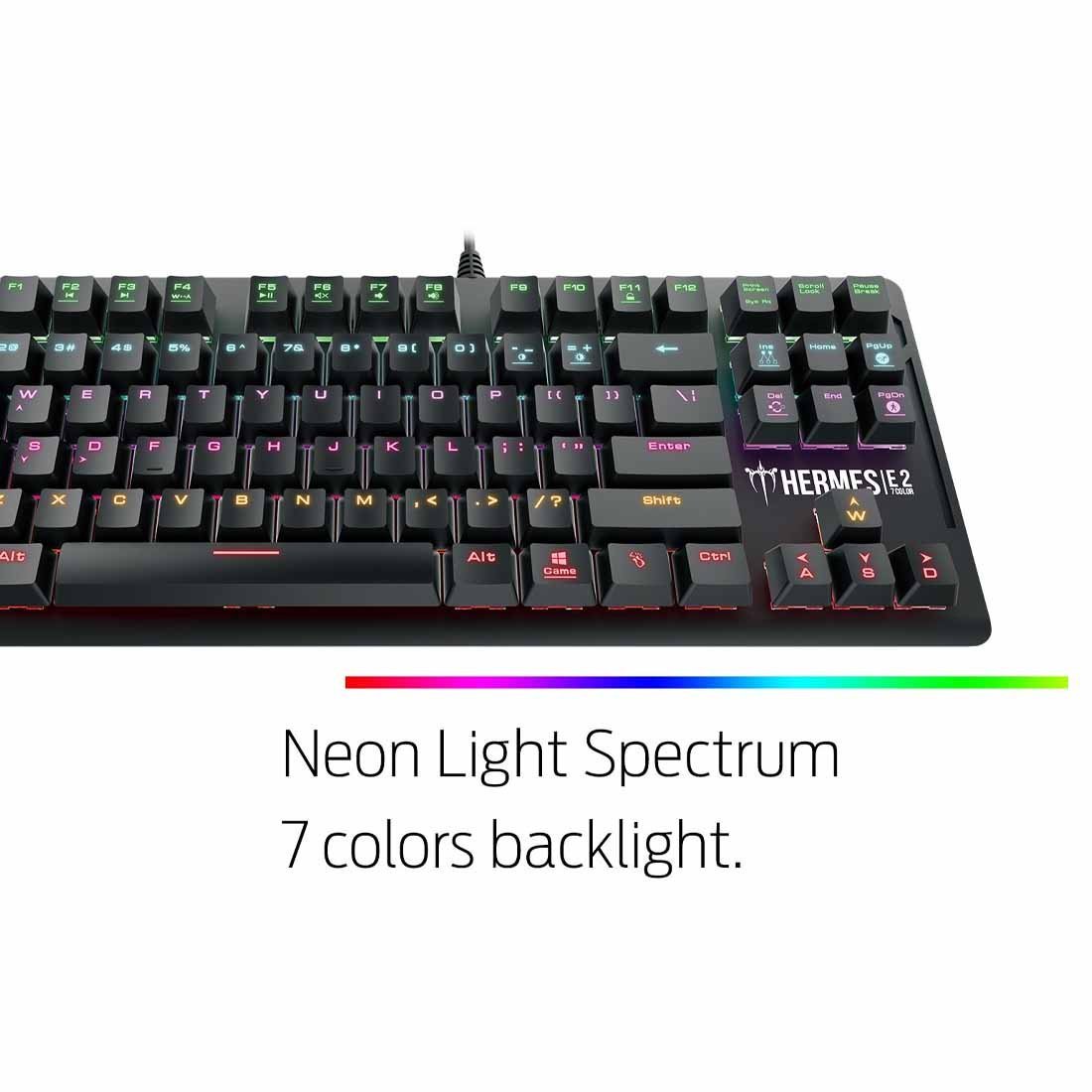 Gamdias HERMES E2 Mechanical Gaming Keyboard - 7 Color Neon Illumination with Onboard Memory