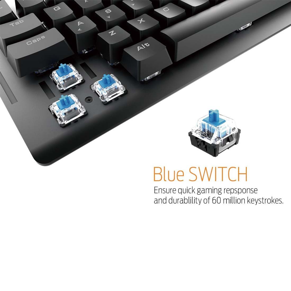 Gamdias HERMES E2 Mechanical Gaming Keyboard - 7 Color Neon Illumination with Onboard Memory