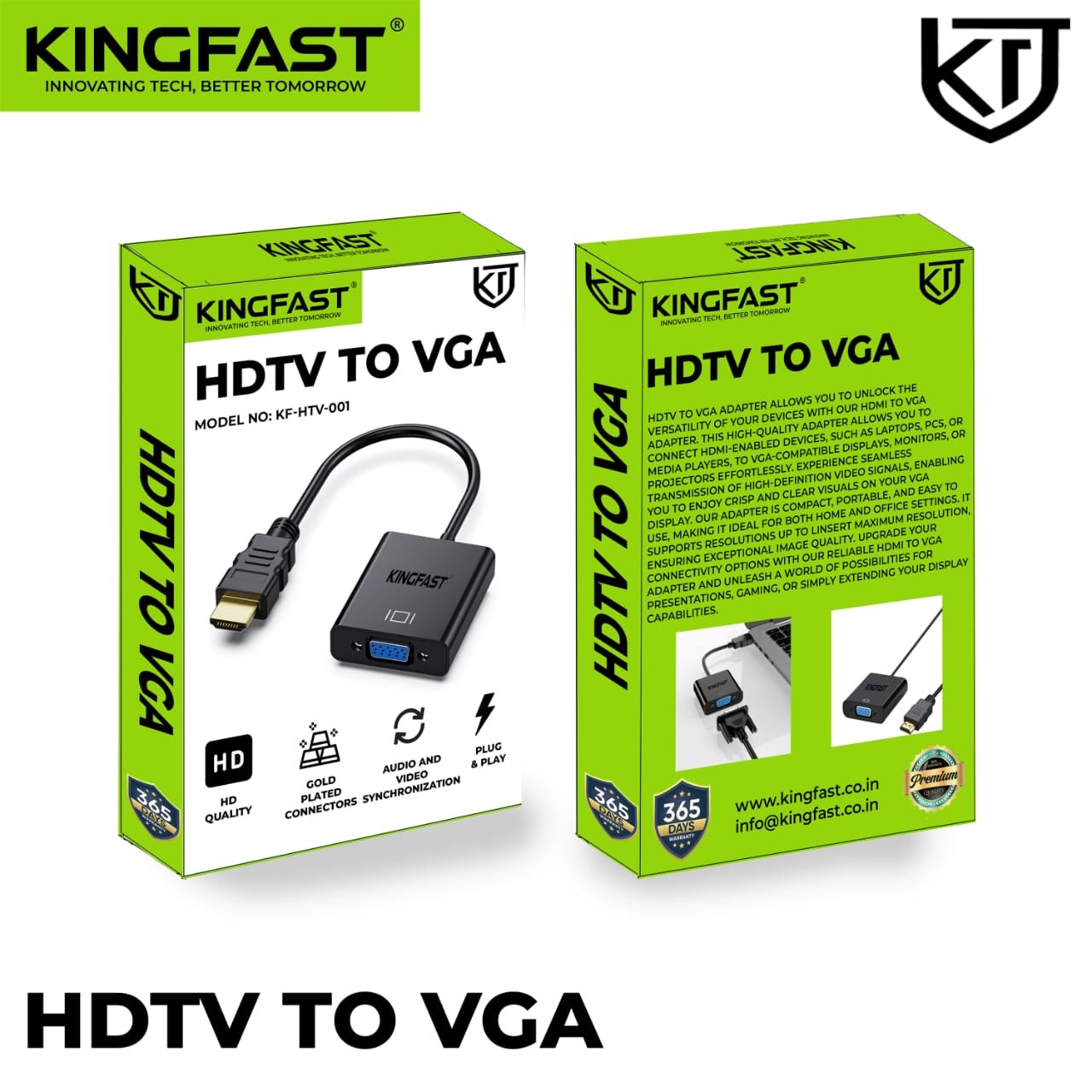 Kingfast 1080p HDMI to VGA Active Adapter Cable with 3.5mm Audio Support