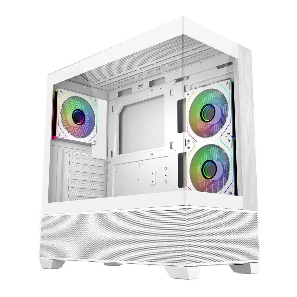 Cooler Master Elite 690 ARGB Mid-Tower PC Case with Real Wood Front Panel - White