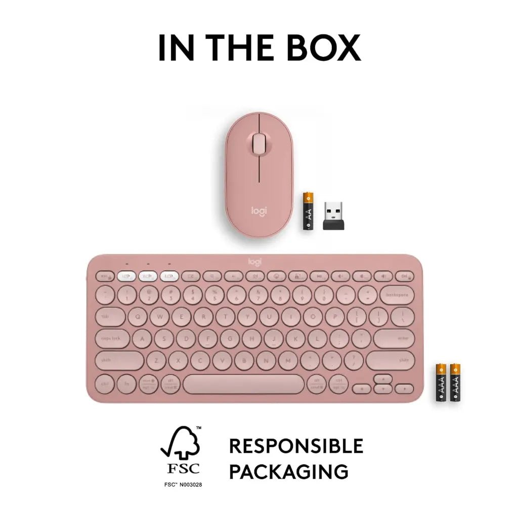Logitech Pebble 2 Wireless Bluetooth Keyboard and Mouse Combo with Logi Bolt Receiver