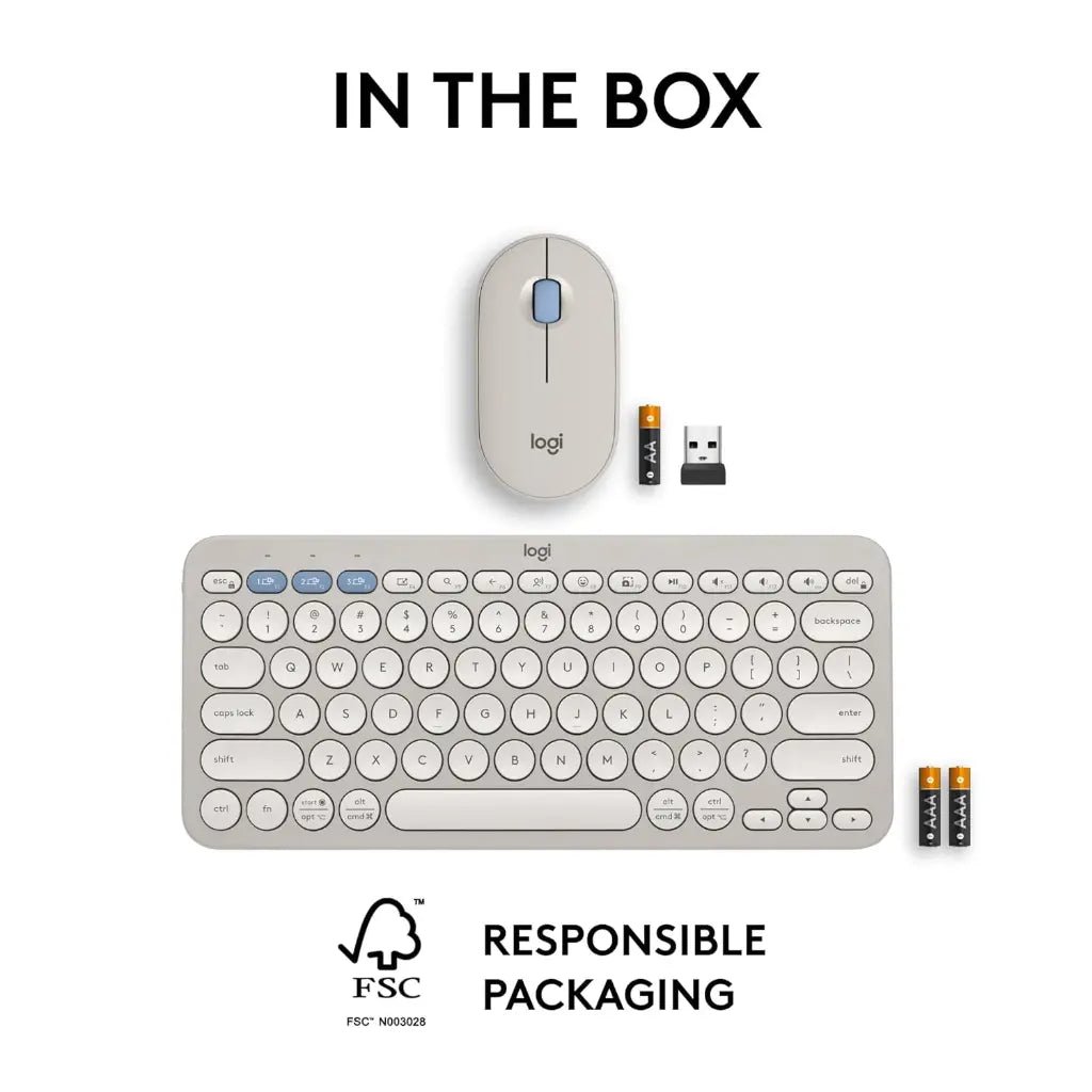 Logitech Pebble 2 Multi-Device Bluetooth Wireless Keyboard and Mouse Combo - Tonal Sand