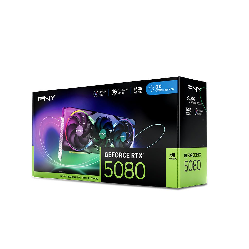 PNY GeForce RTX 5080 16GB GDDR7 EPIC-X ARGB Triple Fan Overclocked Graphics Card