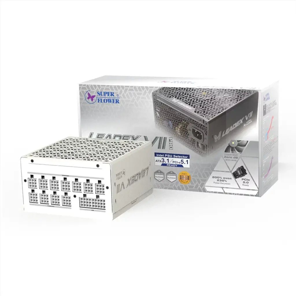 Super Flower Leadex VII Platinum PRO 850W ATX 3.1 & PCIe 5.1 Fully Modular Power Supply Unit - White Edition