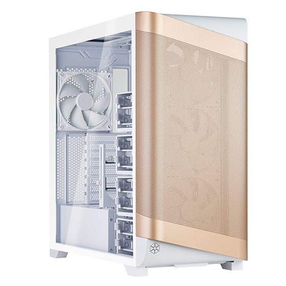 SilverStone SETA A2 ATX Mid Tower PC Case with Tempered Glass Side Panel - White and Rose Gold Edition