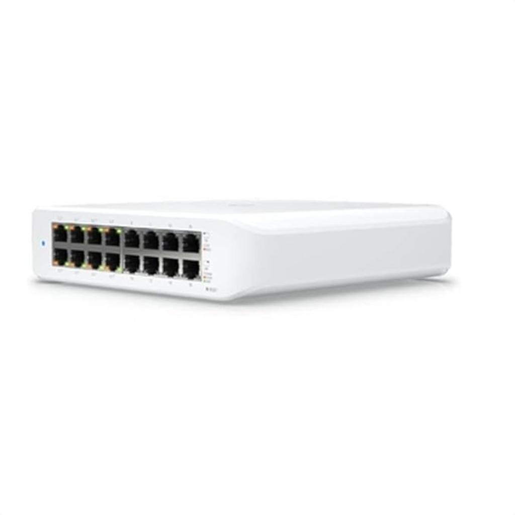 Ubiquiti UniFi Switch Lite 16-Port Layer 2 PoE Managed Switch with Fanless Cooling and Wall Mount Capability