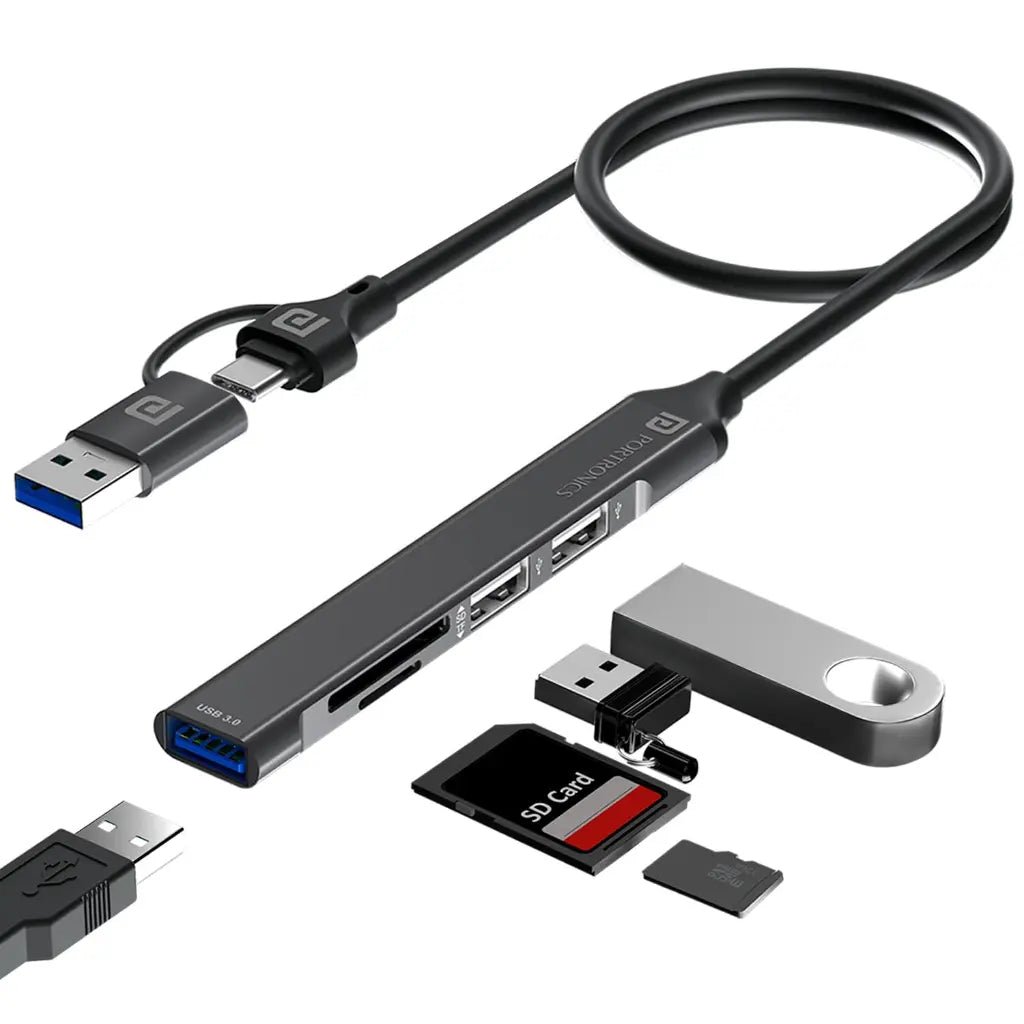 Portronics Mport 31 Plus 5-in-1 USB 3.0 Hub with USB-A and USB-C Ports