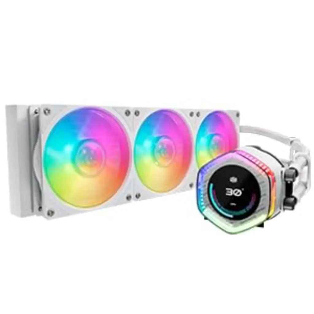 Cooler Master MasterLiquid 360 Ion ARGB AIO Liquid CPU Cooler with LCD Display - White