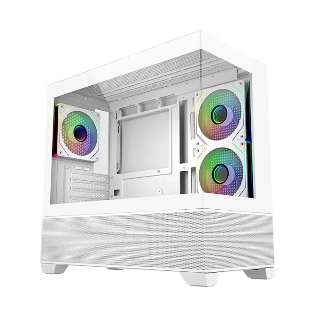 Cooler Master Elite 490 mATX Mid-Tower Computer Case with Dual Tempered Glass Panels - White
