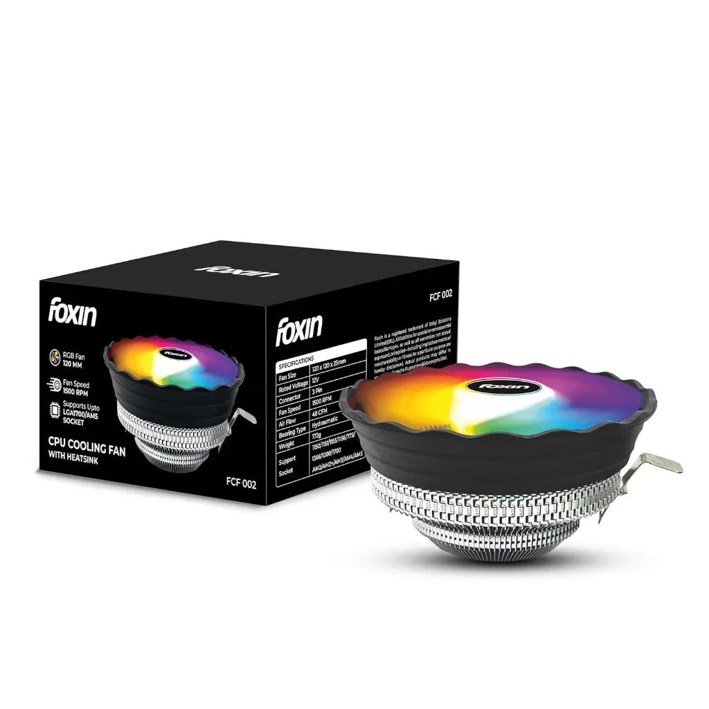 Foxin FCF 002 120mm RGB CPU Cooling Fan with Hydramatic Bearing - High Performance Silent Cooler