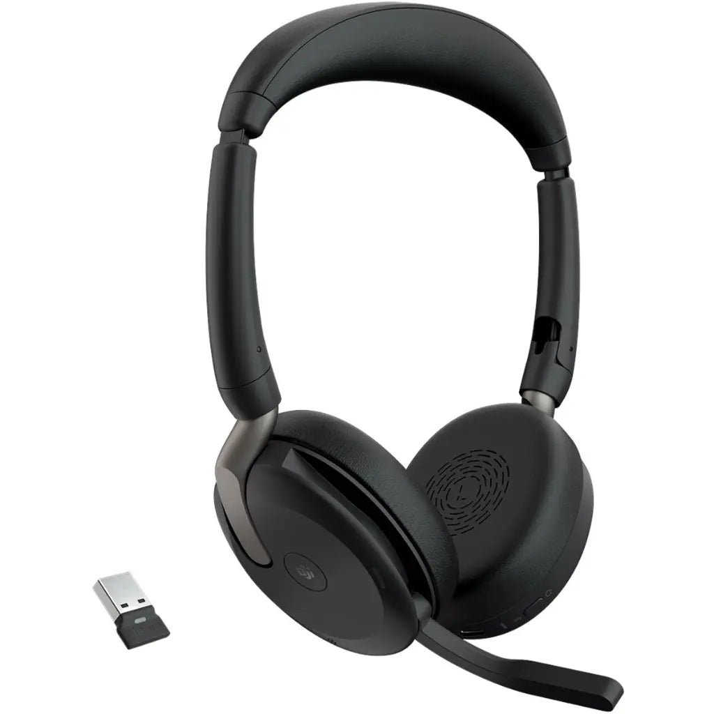 Jabra Evolve2 65 Flex MS Wireless Headset with Active Noise Cancellation and USB-A Link 380A Adapter