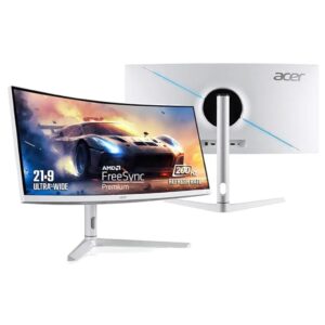 Acer XZ306CX 29.5-inch Ultrawide Curved Gaming Monitor, 2560x1080 Resolution, 200Hz Refresh Rate, 1ms Response Time - White
