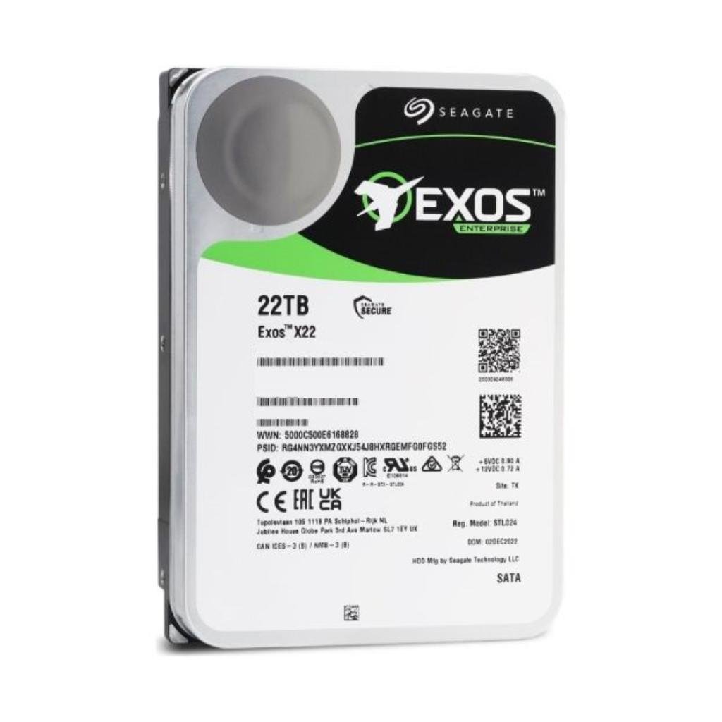 Seagate Exos X22 22TB 7200RPM SATA III 3.5-inch Helium-Sealed CMR Enterprise Hard Drive for NAS and Data Centers
