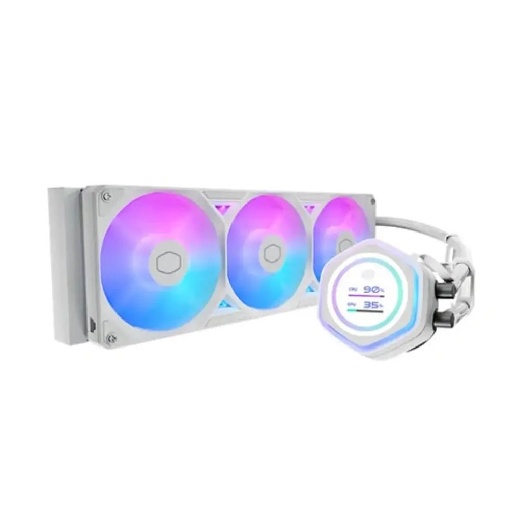Cooler Master MasterLiquid Atmos II 360mm ARGB AIO Liquid CPU Cooler with LCD Display – White Edition