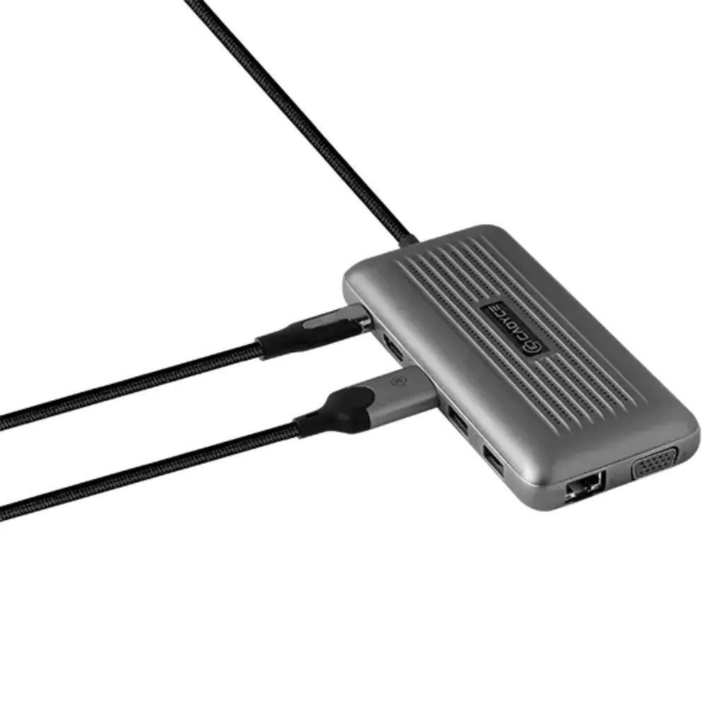 Cadyce CA-2HDVG Plus USB-C Dual 4K HDMI & VGA Docking Station with 15cm Integrated Cable