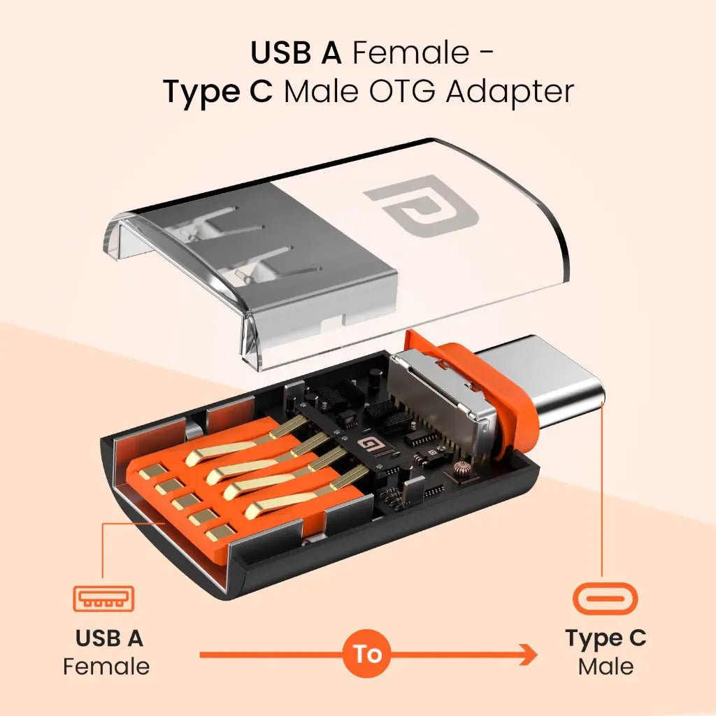 Portronics Bridge Y USB-A to USB-C OTG Adapter with Fast Charging Support
