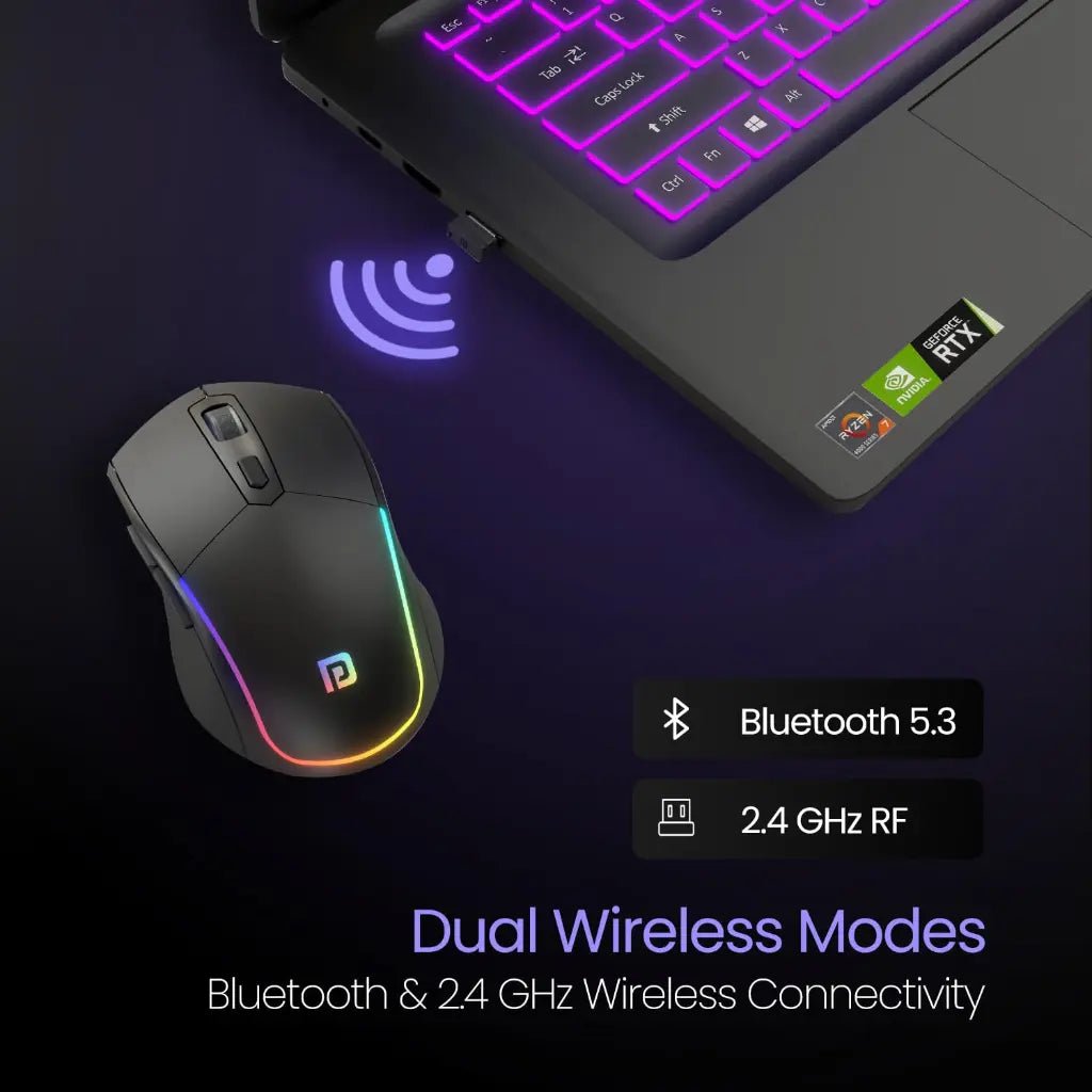 Portronics Toad One POR 1682 Wireless Dual Connectivity Ergonomic Mouse with Customizable RGB Lighting
