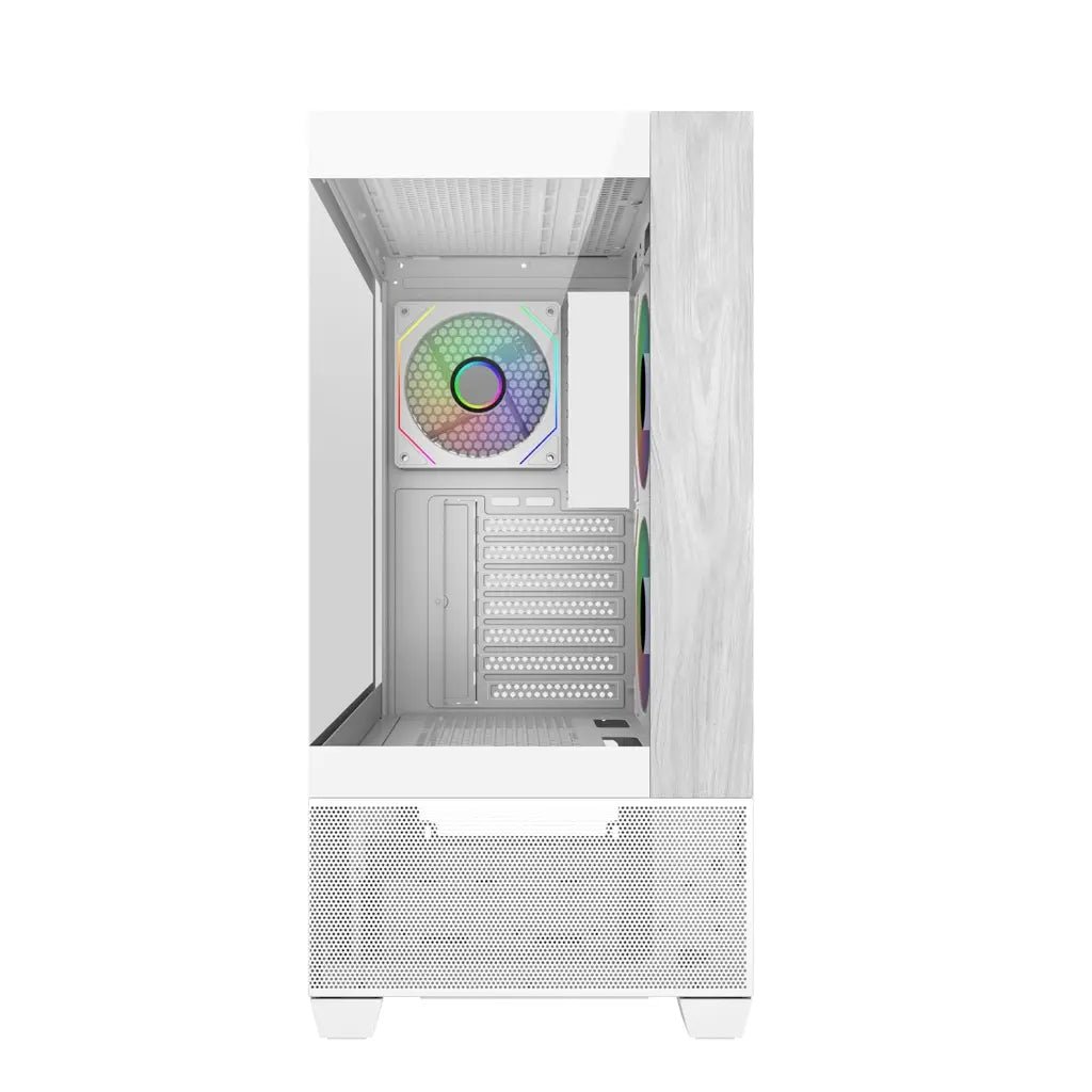 Cooler Master Elite 690 ARGB Mid-Tower PC Case with Real Wood Front Panel - White