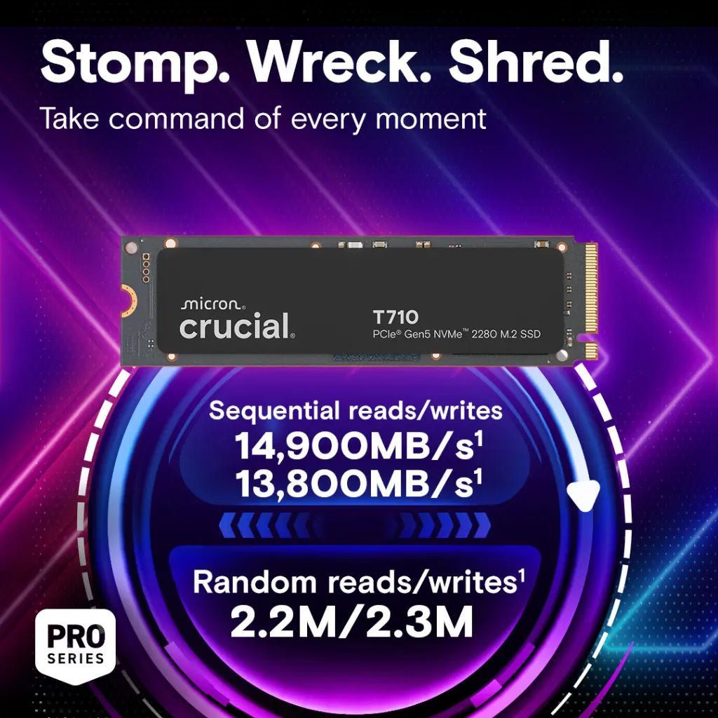 Crucial T710 2TB PCIe Gen5 NVMe M.2 2280 Internal Solid State Drive