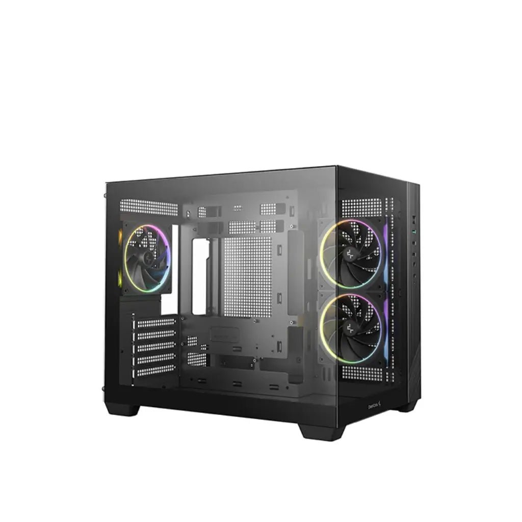 Deepcool CG330 3F Panoramic Dual-Chamber Micro-ATX PC Case with Tempered Glass Panels - Black