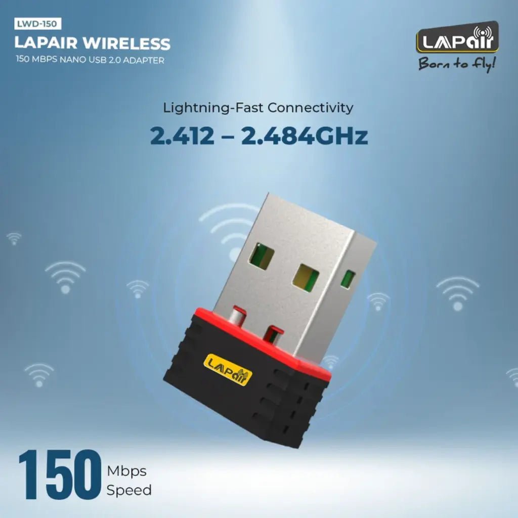 Lapcare 150Mbps Nano USB 2.0 Wireless WiFi Adapter (LWD-150) - Plug and Play