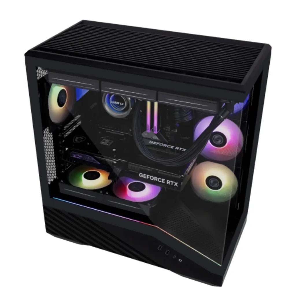 Lian Li Vector V100 Mid Tower Dual Tempered Glass PC Case with Back-Connect Support - Black