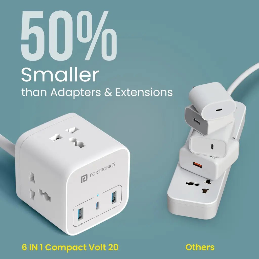 Portronics Volt 20W High-Speed Smart Desktop Charger with 3-Meter Copper Cable
