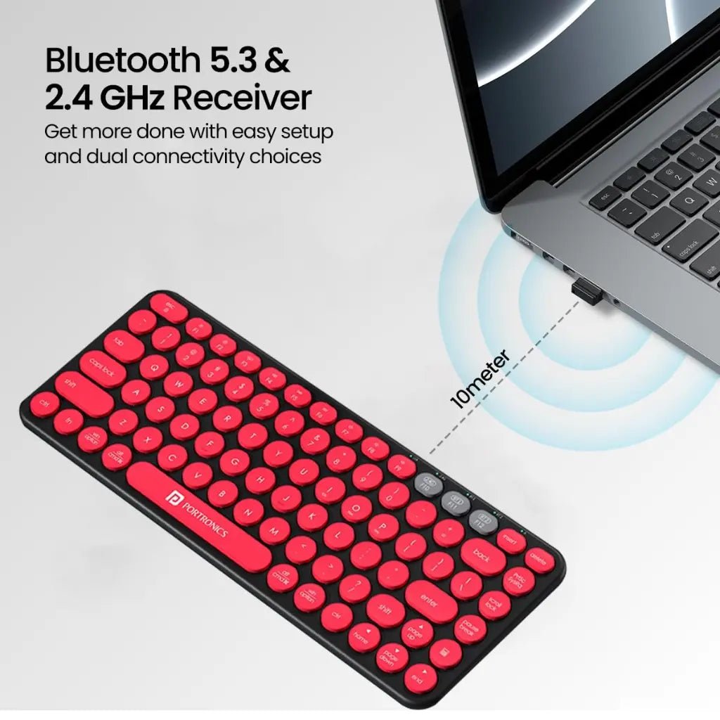 Portronics Bubble 2.0 POR 347 Wireless Keyboard with Bluetooth 5.3 and 2.4GHz Dual Mode Connectivity