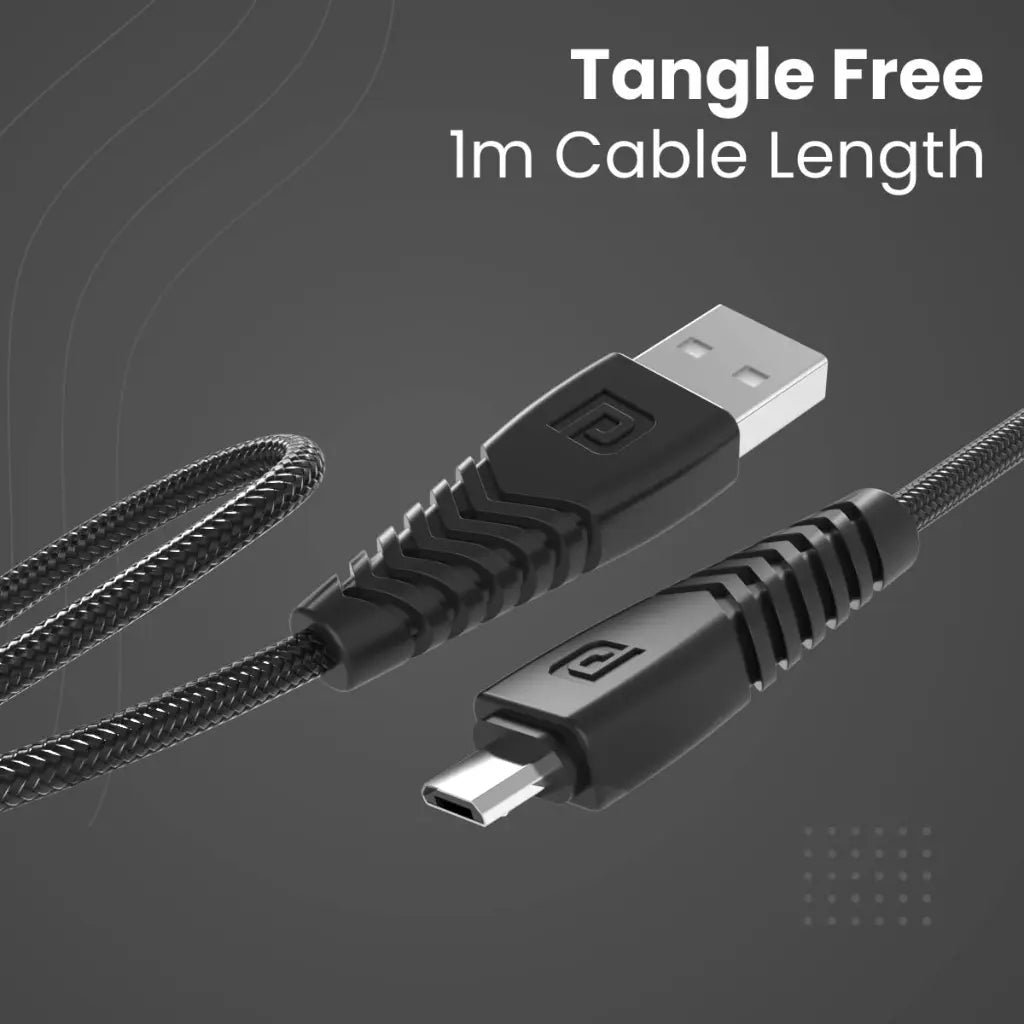 Portronics Konnect B POR 1233 1-Meter Micro USB Cable with 3A Fast Charging Support - Black