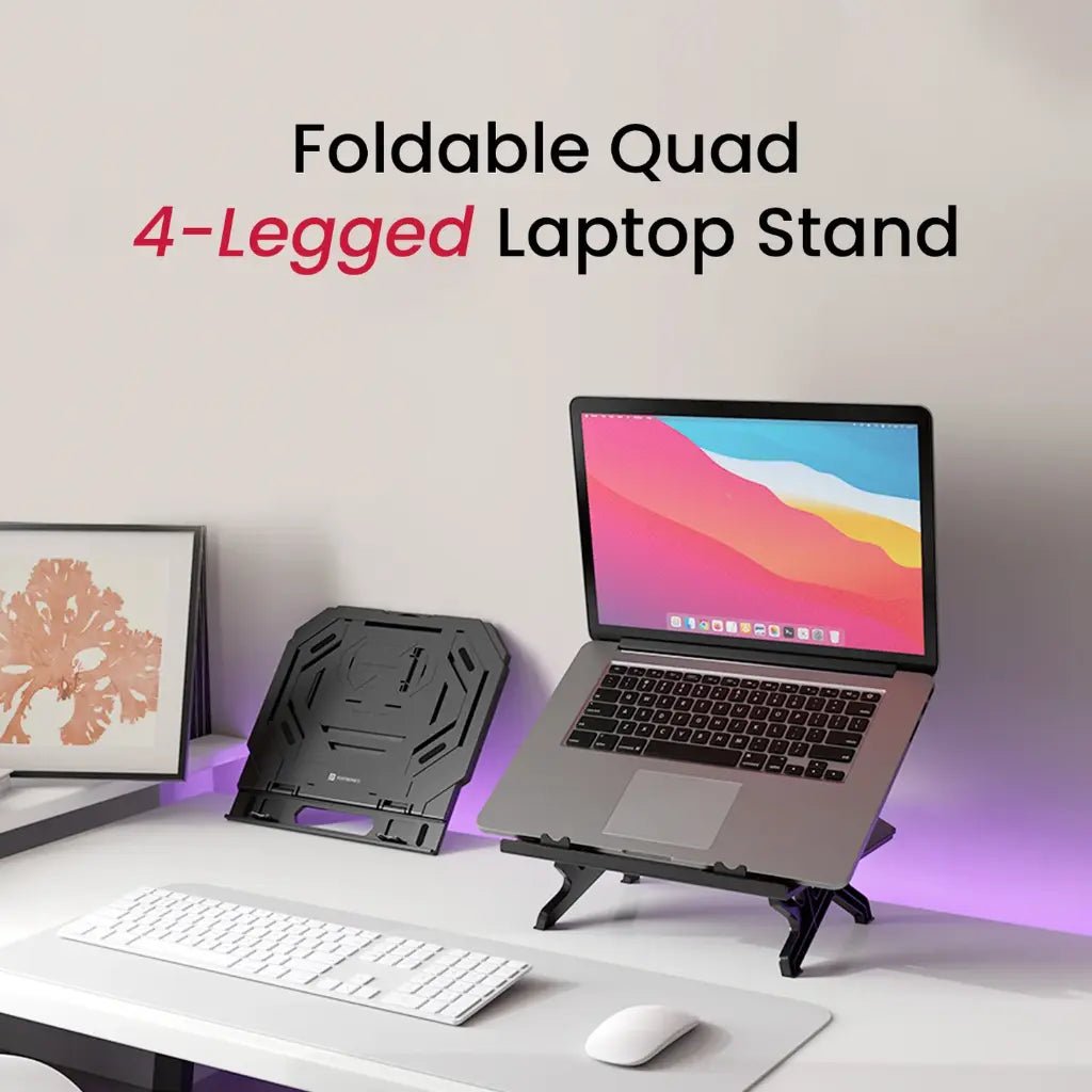 Portronics My Buddy Hexa 33 Laptop Stand with 10 Adjustable Heights and Integrated Phone Holder