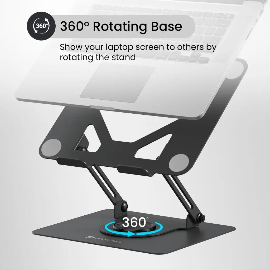 Portronics My Buddy K11 Foldable Laptop Stand with 360-Degree Rotation and Adjustable Height