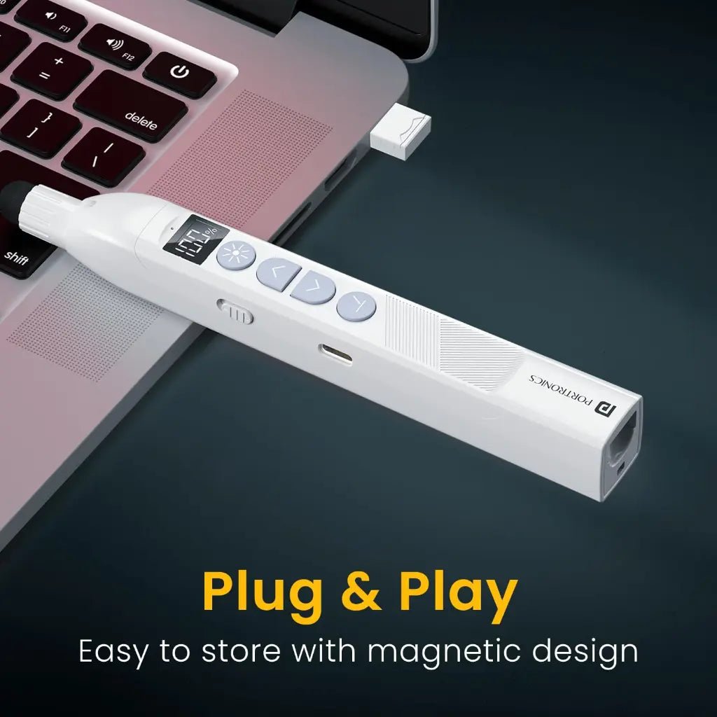 Portronics SlideMate 2 (POR 2150) Wireless Presenter with Integrated Laser Pointer - White