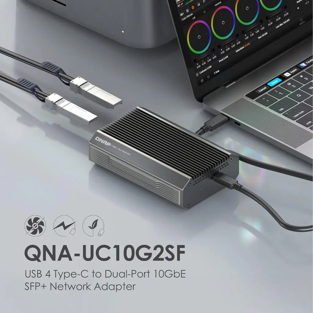 QNAP QNA-UC10G2SF USB4 to Dual-Port 10GbE SFP+ Network Adapter for High-Speed Connectivity