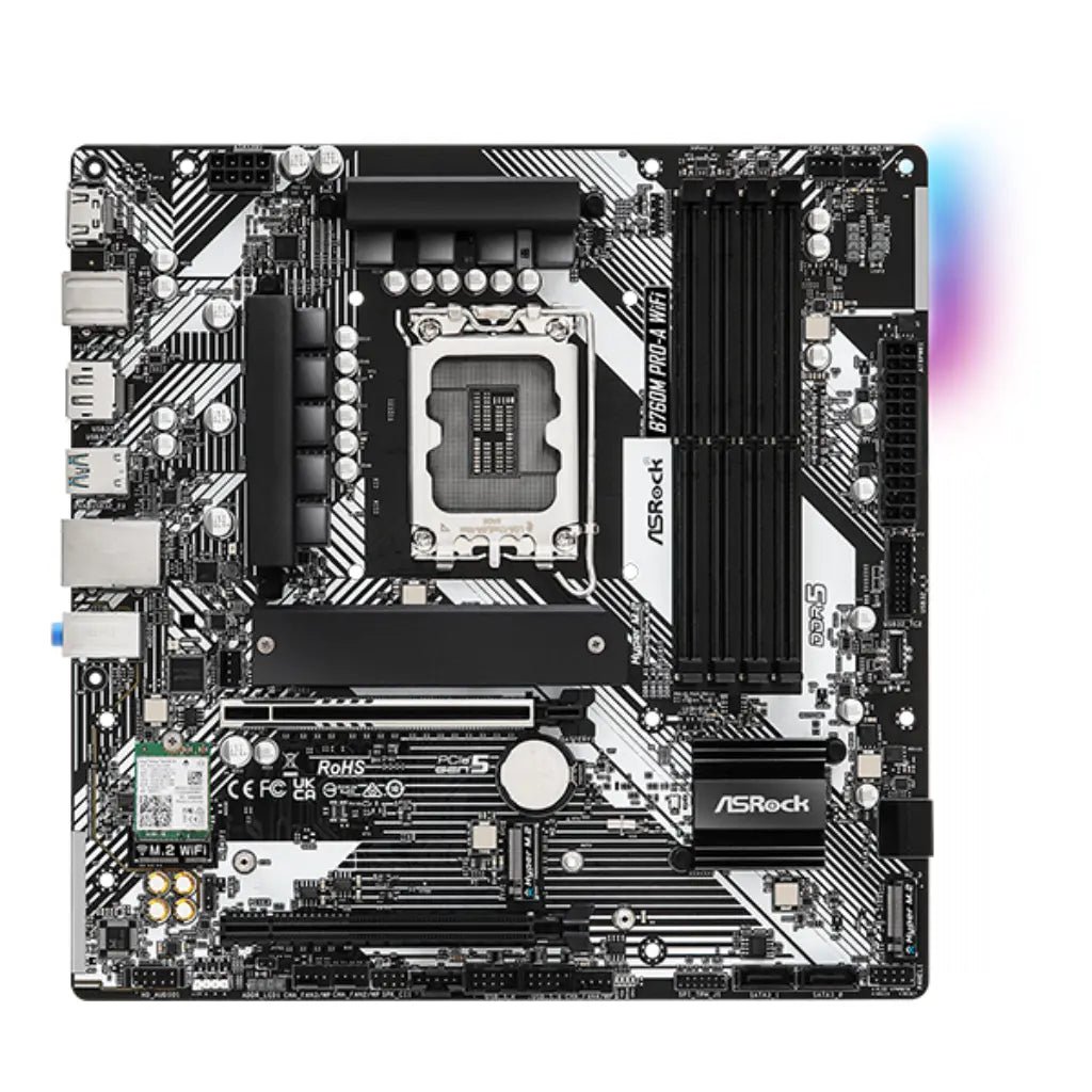 ASRock B760M PRO-A WIFI Intel LGA1700 DDR5 Micro-ATX Motherboard with Wi-Fi 6E Support