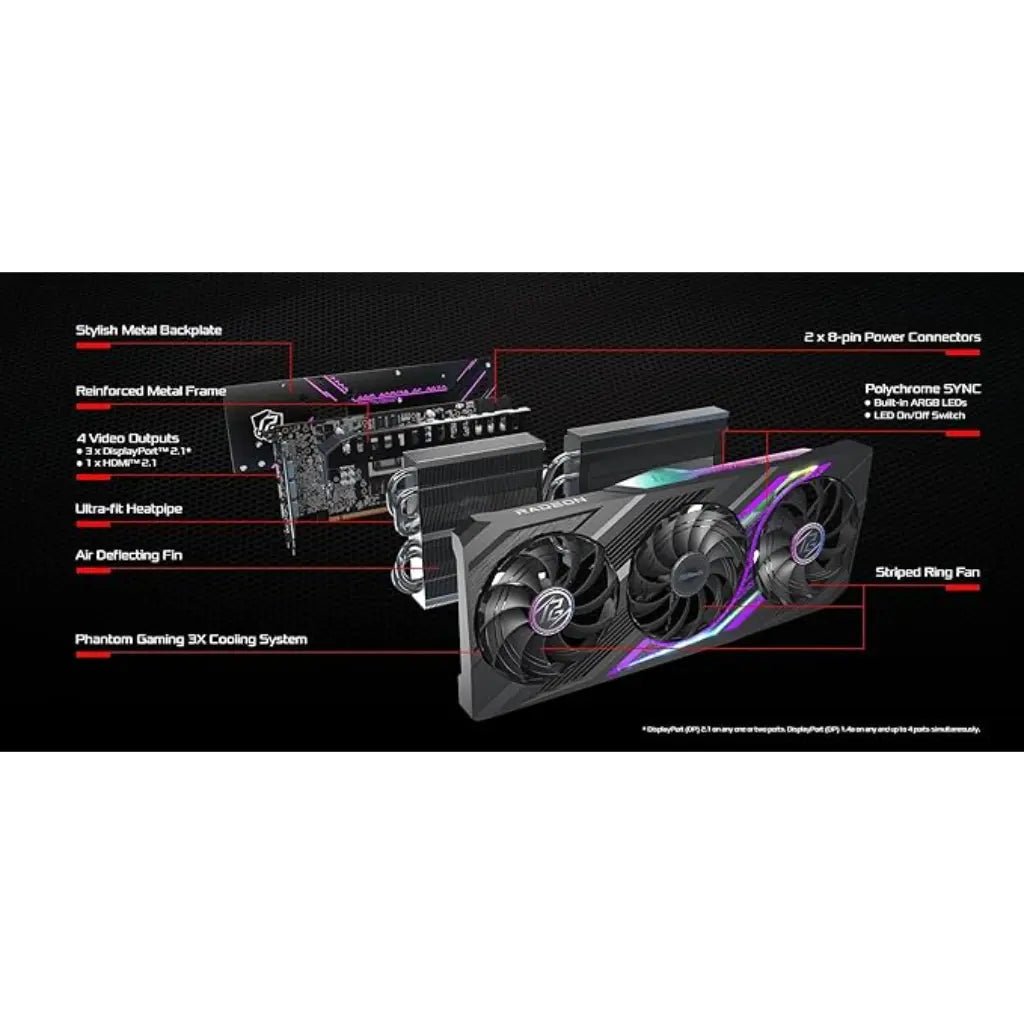 ASRock AMD Radeon RX 7800 XT Phantom Gaming 16GB GDDR6 Overclocked Graphics Card