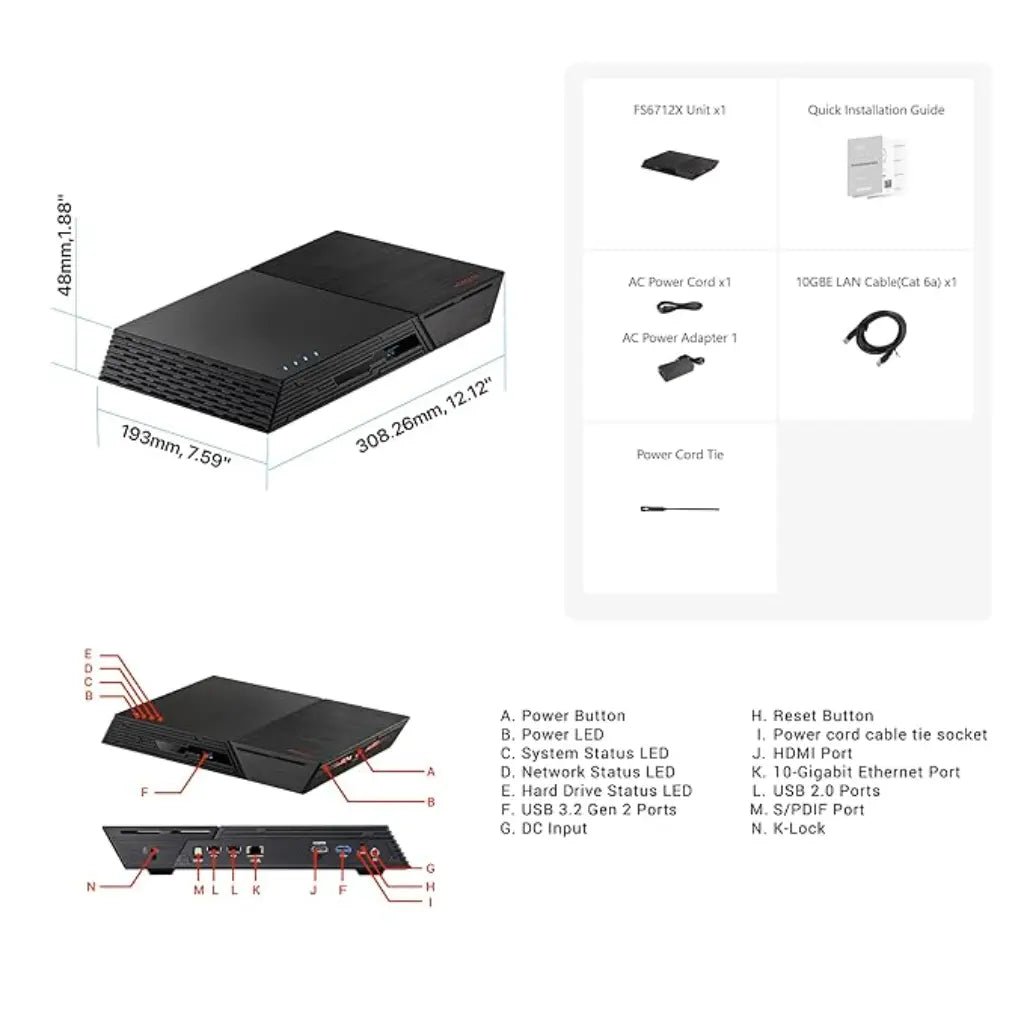 ASUSTOR Flashstor 12 Pro FS6712X 12-Bay M.2 NVMe SSD NAS Storage Enclosure