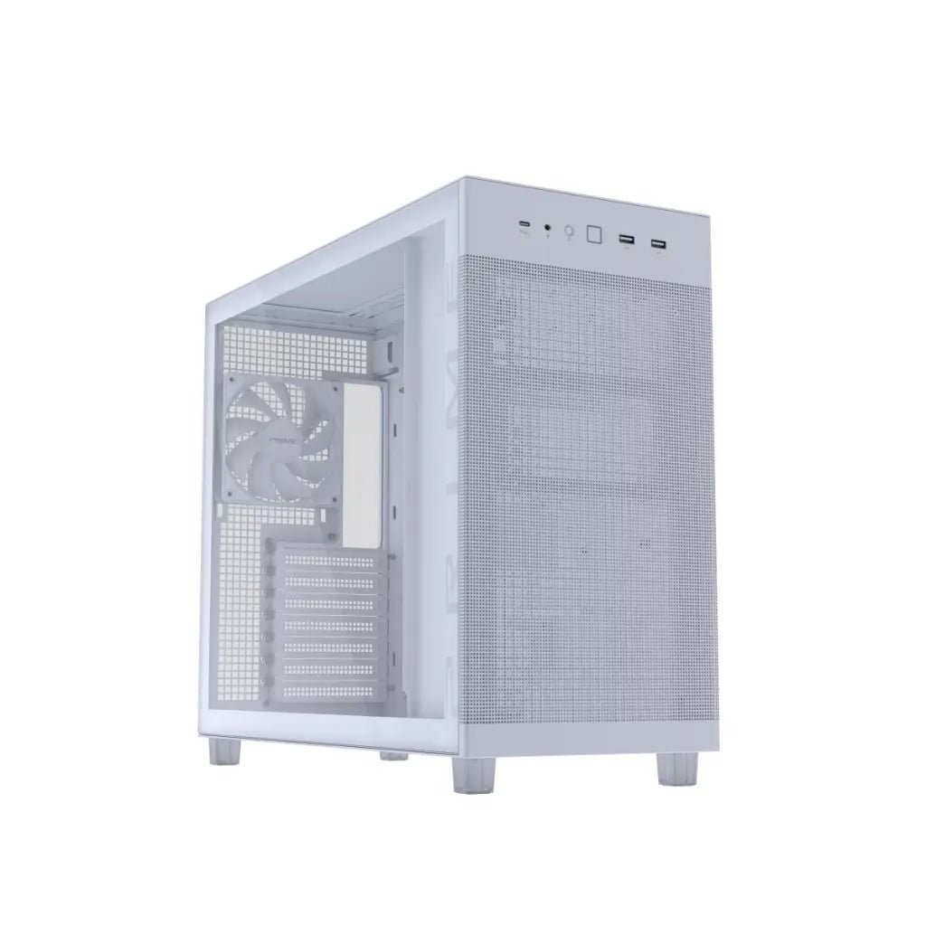 ASUS Prime AP303 White ATX Mid-Tower PC Case with Tempered Glass and 360mm Radiator Support