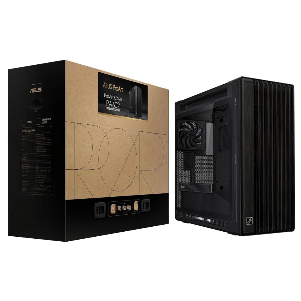 ASUS ProArt PA602 E-ATX Full Tower Computer Case with Tempered Glass and Wood Accents
