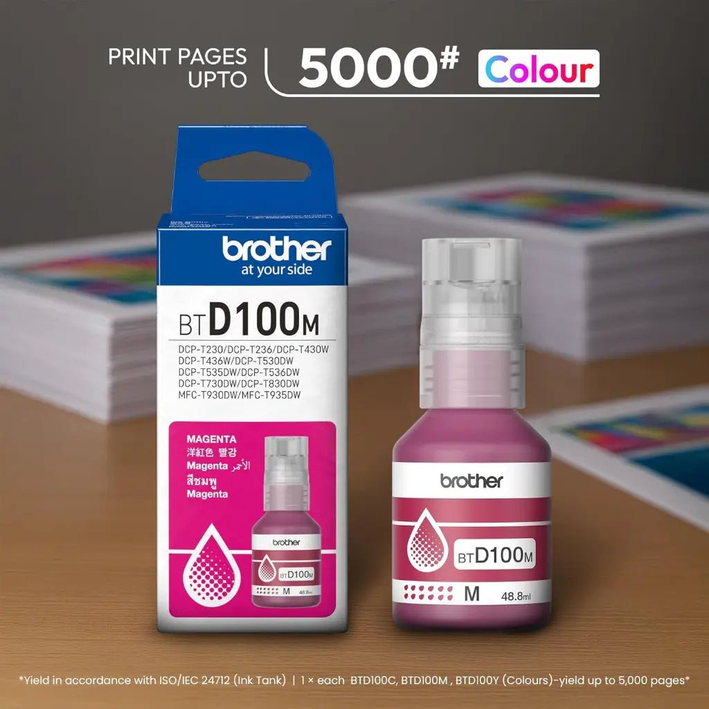 Brother BTD100M Magenta High Yield Ink Bottle - 5000 Page Capacity