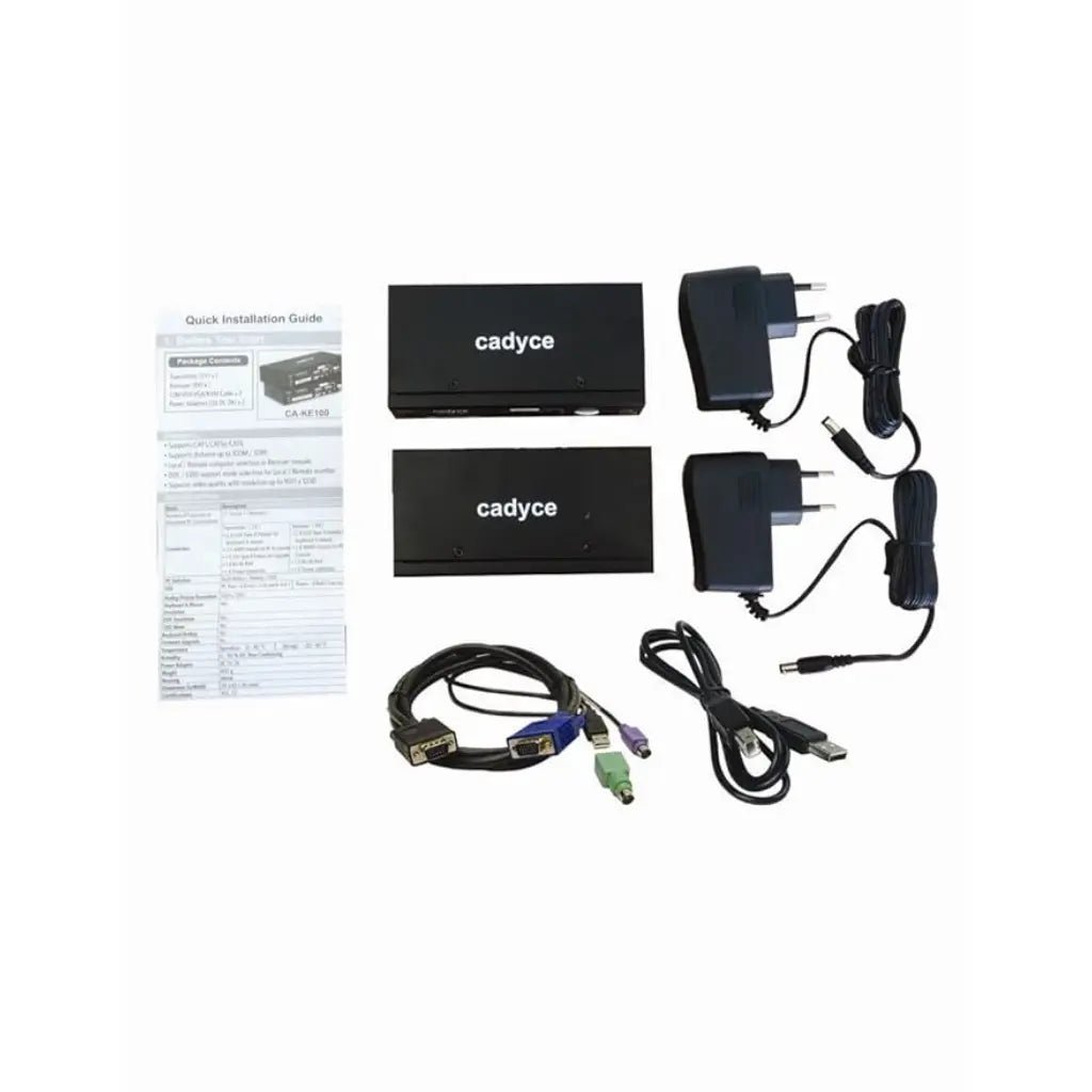 Cadyce CA-KE100 USB KVM Extender - 100M Range Over CAT5e/CAT6 with 1920x1200 Resolution Support