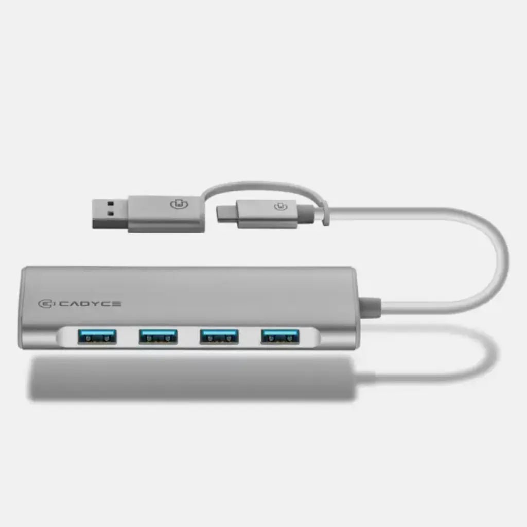 Cadyce CA-UC4H 4-Port USB-C and USB 3.0 Hub for Windows and Mac