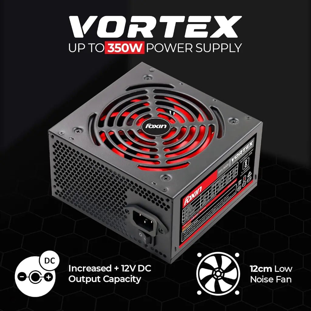 Foxin Vortex FPS-800S 350W ATX Power Supply Unit with 120mm Low-Noise Cooling Fan