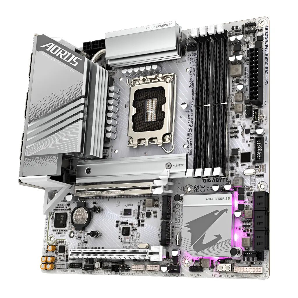 Gigabyte Z790M AORUS ELITE AX ICE Intel Z790 LGA1700 DDR5 Micro-ATX Motherboard with Wi-Fi 6E