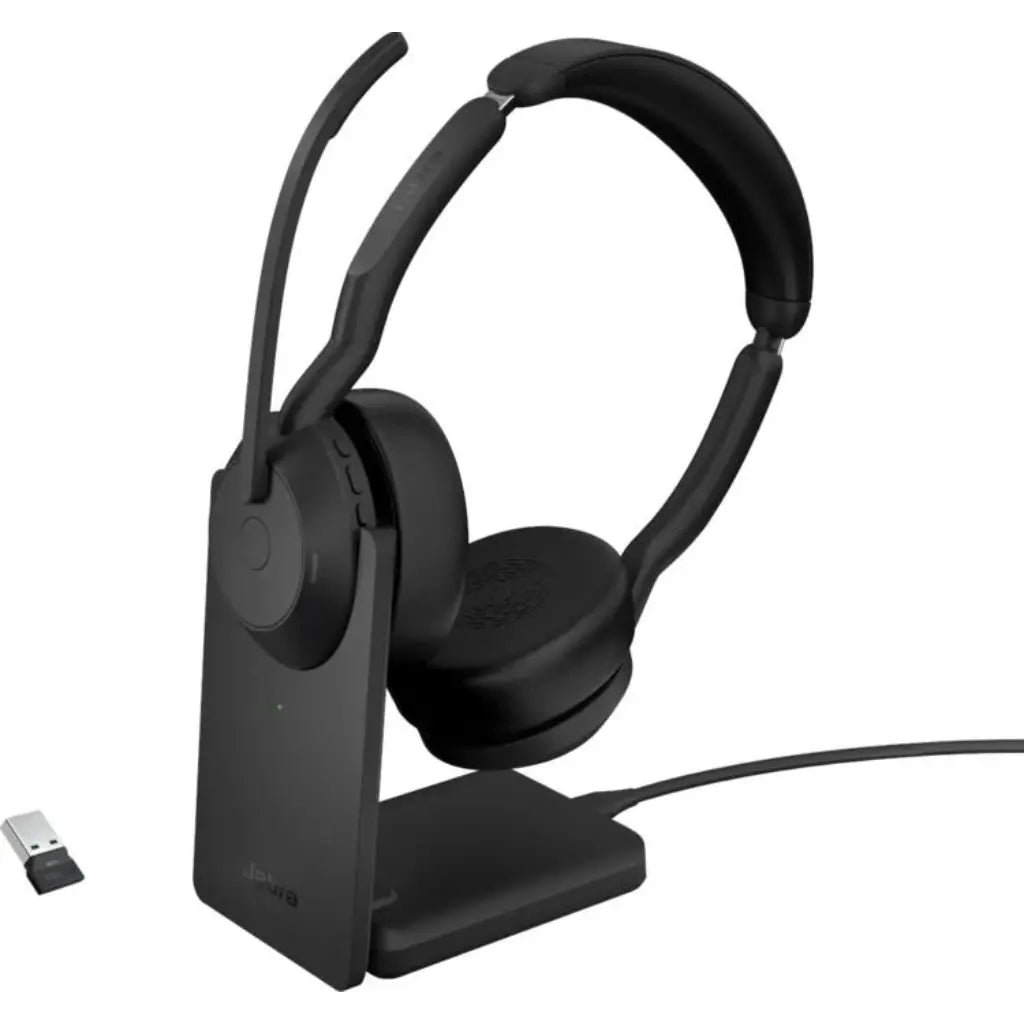 Jabra Evolve2 55 Professional UC Stereo Bluetooth Headset with Active Noise Cancellation and Charging Stand