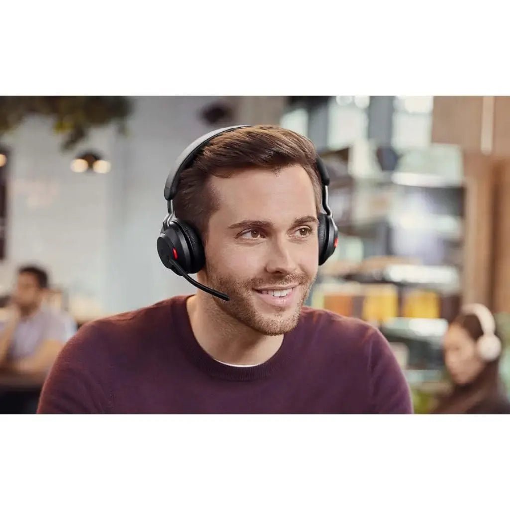 Jabra Evolve2 65 UC Stereo Wireless Bluetooth Headset with Link380c USB-C Adapter - Black