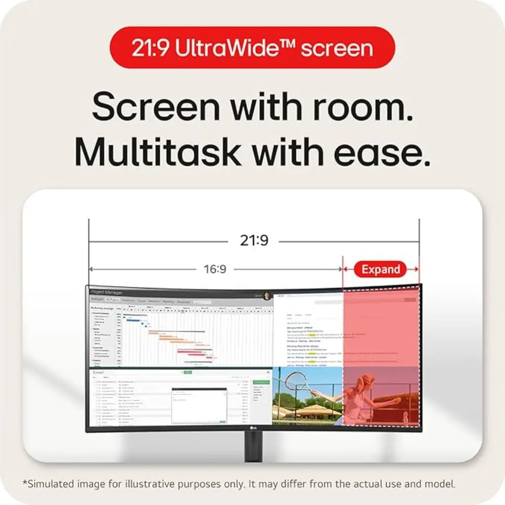 LG 34-inch UltraWide Curved WQHD Monitor (34WR50QK-B) with 100Hz Refresh Rate