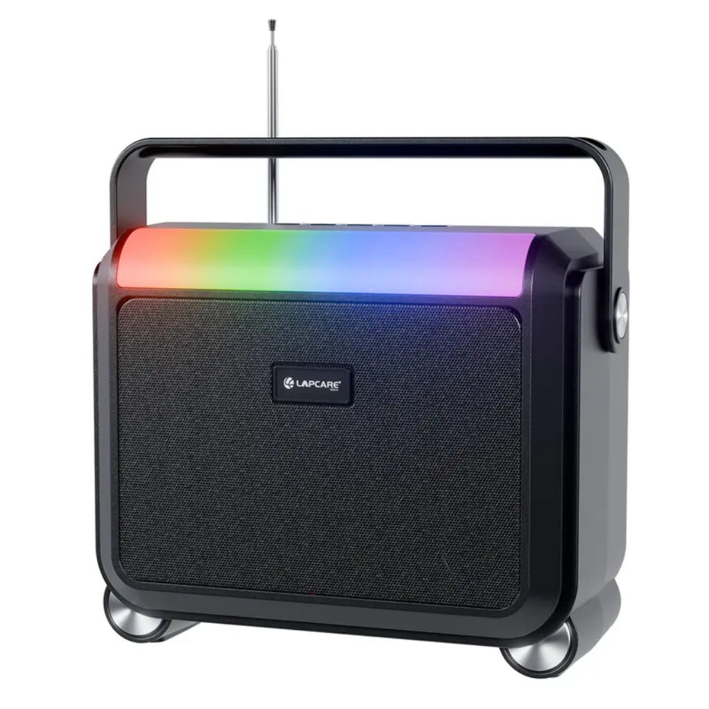 Lapcare Aster 20W Portable Bluetooth Party Speaker with RGB Lights and Extra Bass - Black