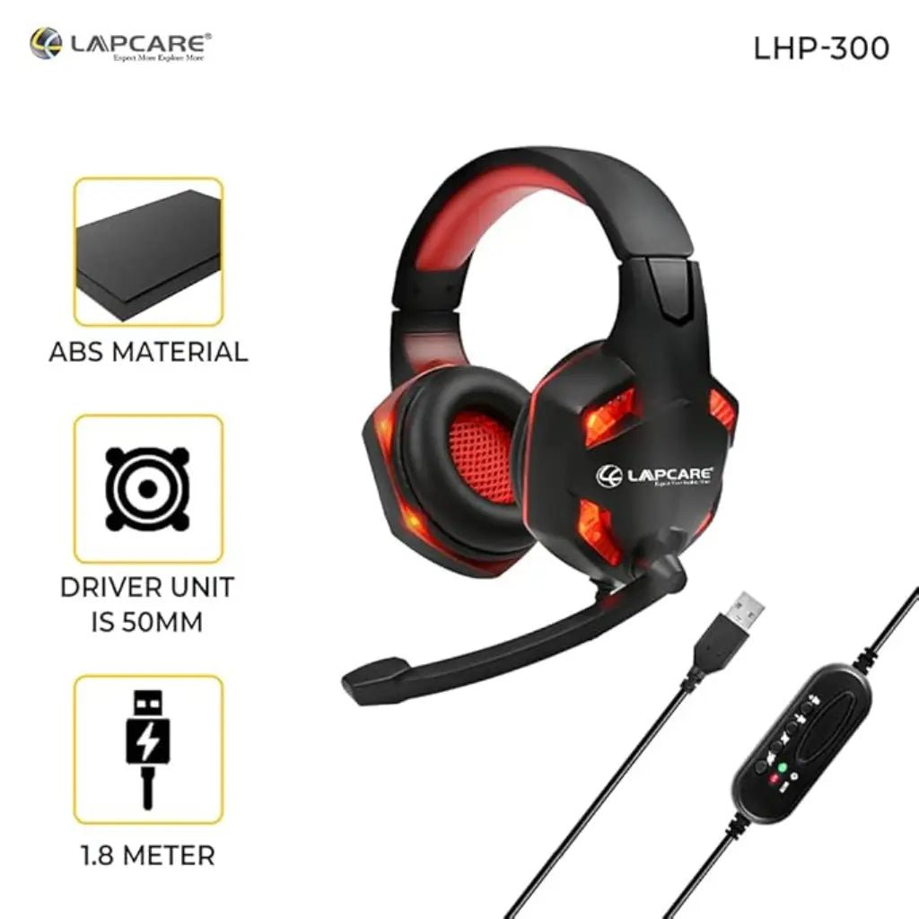 Lapcare LKAMML7415 Wired Over-Ear Headset with Adjustable Microphone and 3.5mm Audio Jack